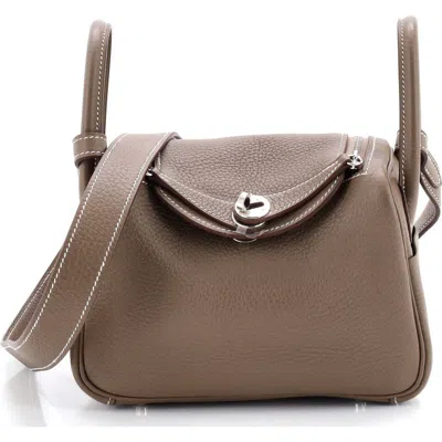 Pre-owned Hermes  Hermes Lindy Bag Clemence Mini In Brown