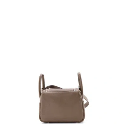 Pre-owned Hermes  Hermes Lindy Bag Clemence Mini In Brown