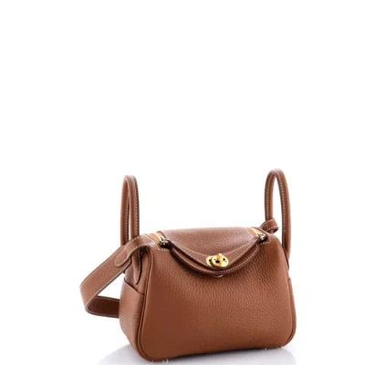Pre-owned Hermes  Hermes Lindy Bag Clemence Mini In Brown