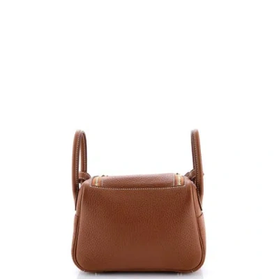 Pre-owned Hermes  Hermes Lindy Bag Clemence Mini In Brown