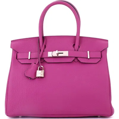 Pre-owned Hermes  Hermes Birkin Handbag Pink Clemence With Palladium Hardware 30 In Purple