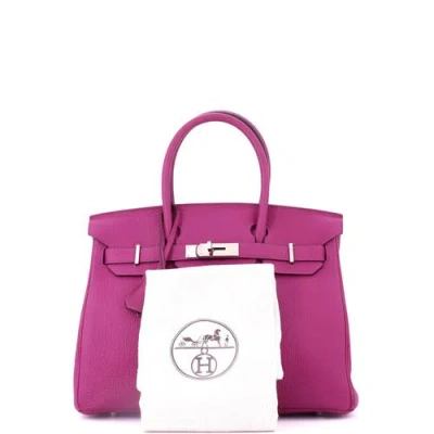 Pre-owned Hermes  Hermes Birkin Handbag Pink Clemence With Palladium Hardware 30 In Purple
