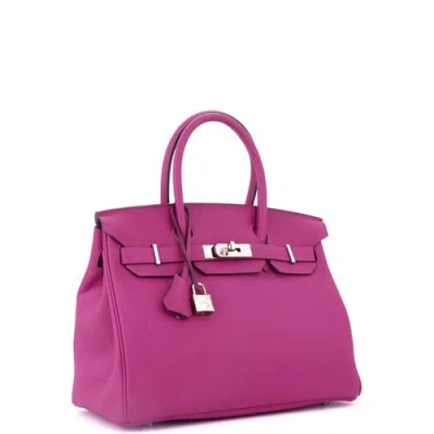 Pre-owned Hermes  Hermes Birkin Handbag Pink Clemence With Palladium Hardware 30 In Purple