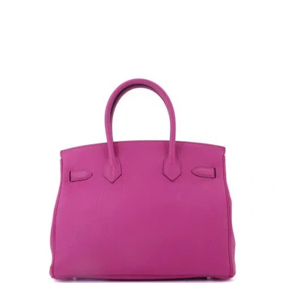 Pre-owned Hermes  Hermes Birkin Handbag Pink Clemence With Palladium Hardware 30 In Purple