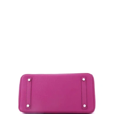 Pre-owned Hermes  Hermes Birkin Handbag Pink Clemence With Palladium Hardware 30 In Purple