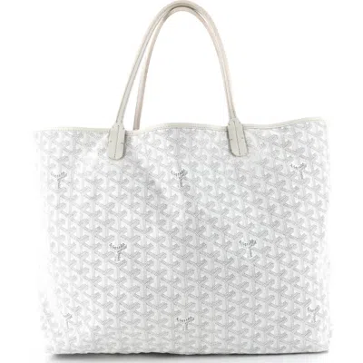 Pre-owned Goyard  Goyard Saint Louis Tote Coated Canvas Gm In White