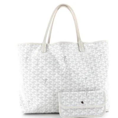 Pre-owned Goyard  Goyard Saint Louis Tote Coated Canvas Gm In White