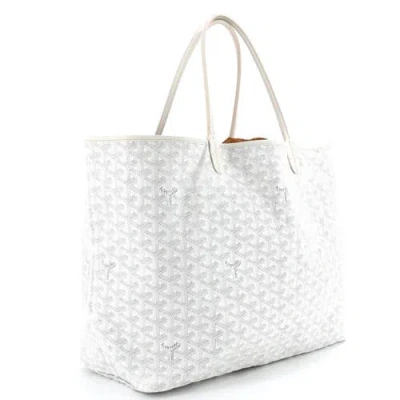 Pre-owned Goyard  Goyard Saint Louis Tote Coated Canvas Gm In White