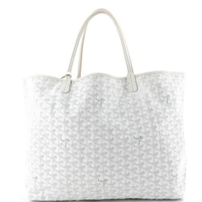 Pre-owned Goyard  Goyard Saint Louis Tote Coated Canvas Gm In White