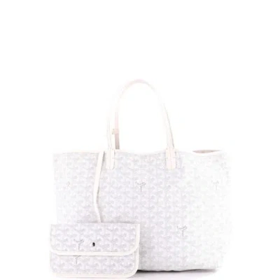Pre-owned Goyard  Goyard Saint Louis Tote Coated Canvas Pm In White