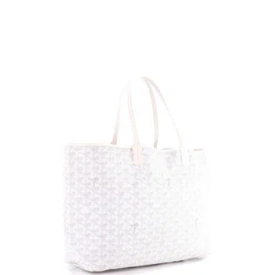 Pre-owned Goyard  Goyard Saint Louis Tote Coated Canvas Pm In White