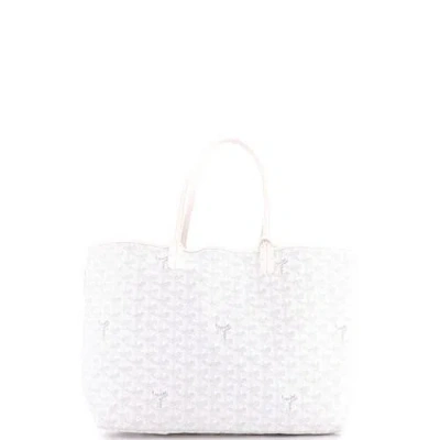 Pre-owned Goyard  Goyard Saint Louis Tote Coated Canvas Pm In White
