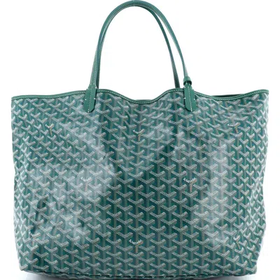 Pre-owned Goyard  Goyard Saint Louis Tote Coated Canvas Gm In Green