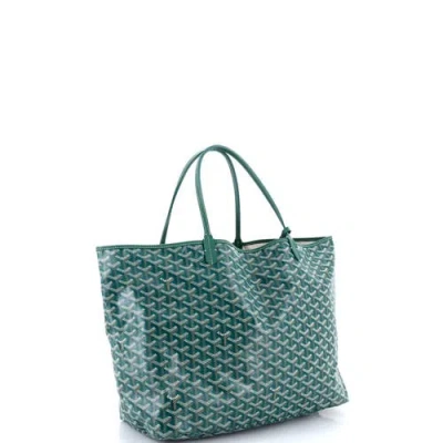 Pre-owned Goyard  Goyard Saint Louis Tote Coated Canvas Gm In Green