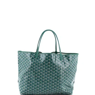 Pre-owned Goyard  Goyard Saint Louis Tote Coated Canvas Gm In Green