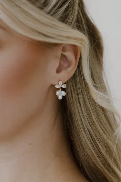 Untamed Petals Windsor Pearl Drop Earrings In Gold