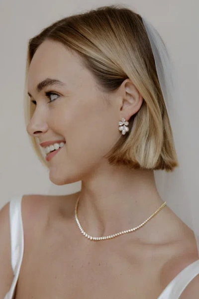 Untamed Petals Windsor Pearl Drop Earrings In Gold