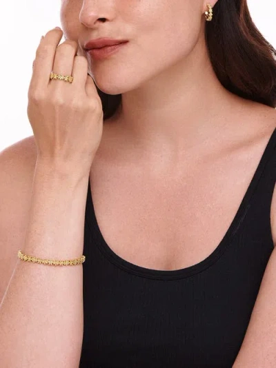 Devata Daisy Flower Eternity Bangle Bracelet In Gold