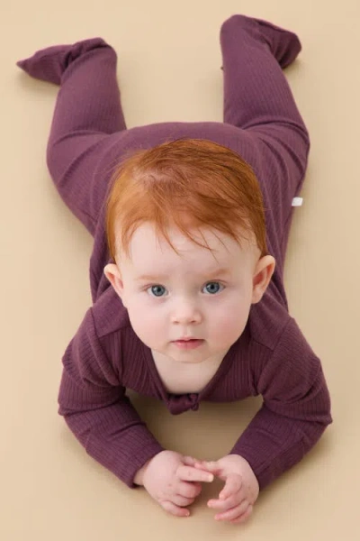 Mori Ribbed Two Way Zip-up Sleepsuit In Burgundy