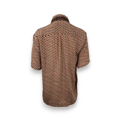 Monzlapur Embossed Botanical Short Sleeve Crepe Shirt In Brown