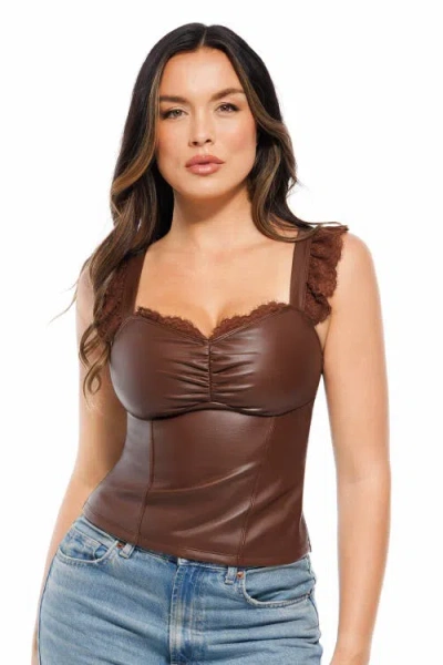 Popilush Lace Trim Sculpting Camisole Top In Brown