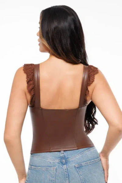 Popilush Lace Trim Sculpting Camisole Top In Brown