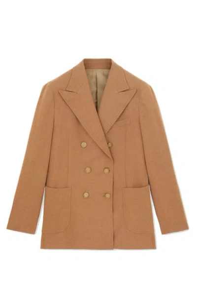 Fortela Bobbie Classic Double-breasted Flannel Jacket In Brown