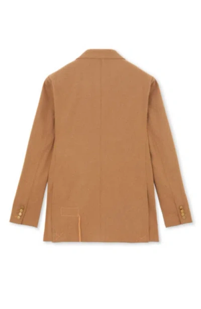 Fortela Bobbie Classic Double-breasted Flannel Jacket In Brown