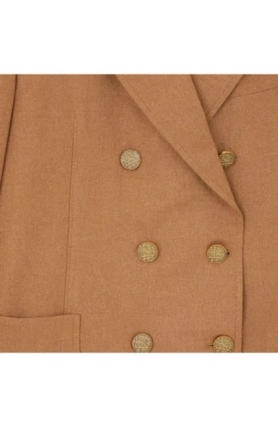 Fortela Bobbie Classic Double-breasted Flannel Jacket In Brown