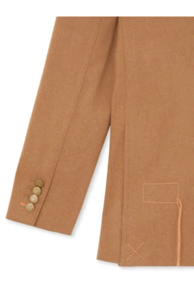 Fortela Bobbie Classic Double-breasted Flannel Jacket In Brown