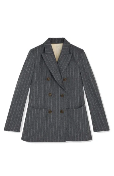 Fortela Brandy Classic Double-breasted Pinstripe Jacket In Black