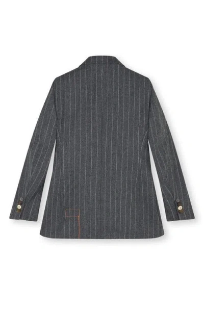 Fortela Brandy Classic Double-breasted Pinstripe Jacket In Black