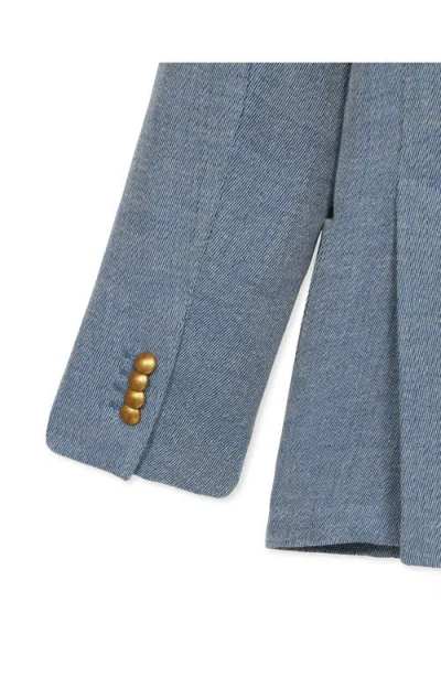 Fortela David Double-breasted Linen Blend Jacket In Blue