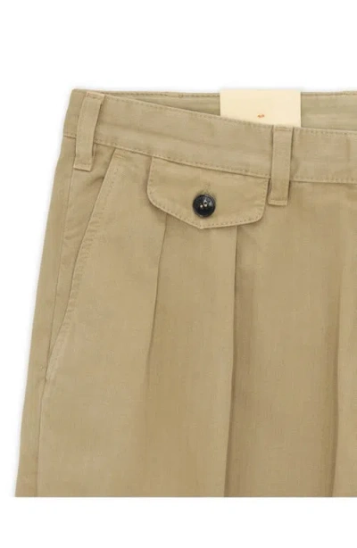 Fortela Seattle Herringbone Cotton Pleated Trousers In Brown