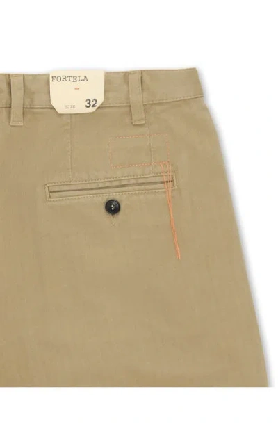 Fortela Seattle Herringbone Cotton Pleated Trousers In Brown