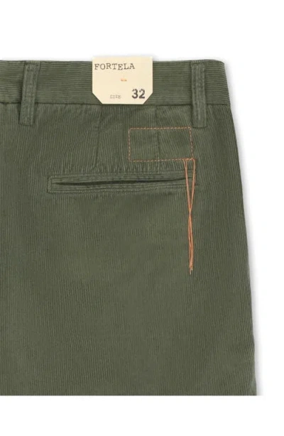 Fortela Pences Corduroy Pleated Trousers In Green
