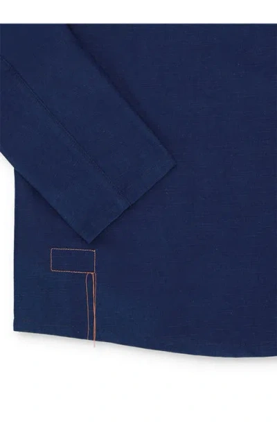 Fortela Perno Double-breasted Slub Cotton Jacket In Blue