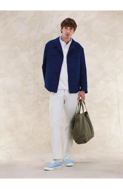 Fortela Perno Double-breasted Slub Cotton Jacket In Blue