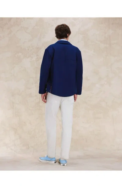 Fortela Perno Double-breasted Slub Cotton Jacket In Blue