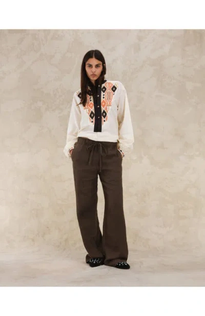 Fortela Jaleh Drawstring Linen Trousers In Multi
