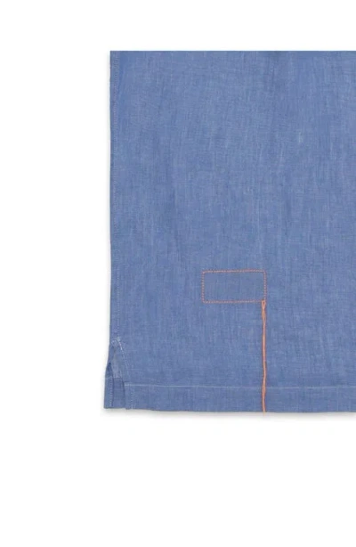 Fortela Bowling Linen Short Sleeve Shirt In Blue