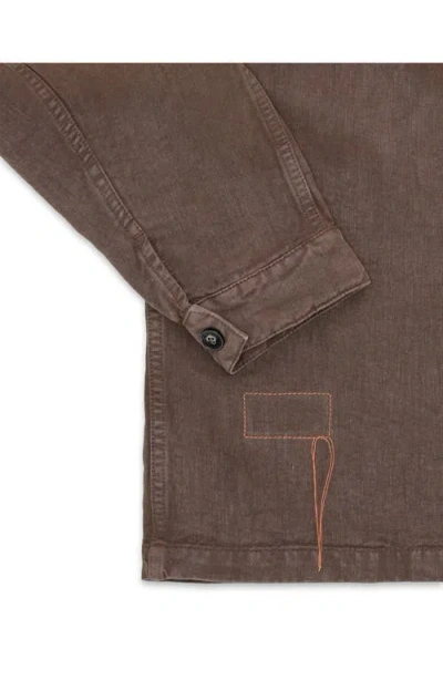 Fortela Helvetica Linen Overshirt In Brown