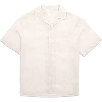 Fortela Bowling Linen Short Sleeve Shirt In White