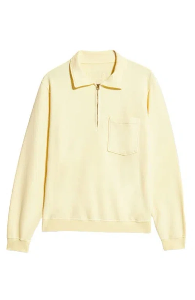 Fortela Yalep Brushed Jersey Quarter Zip Collared Sweatshirt In Yellow