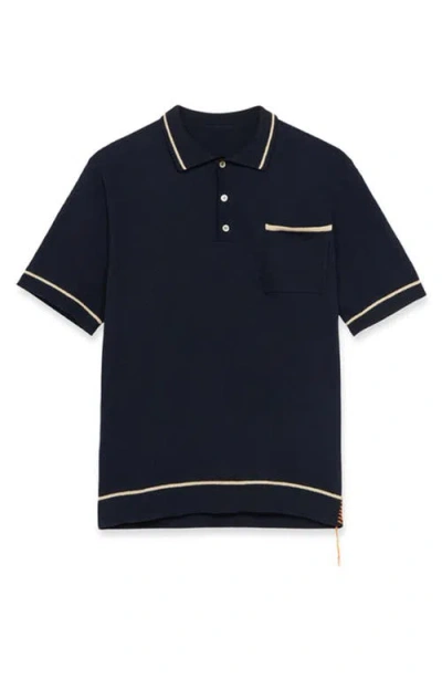 Fortela Herrison Cotton Short Sleeve Polo In Black