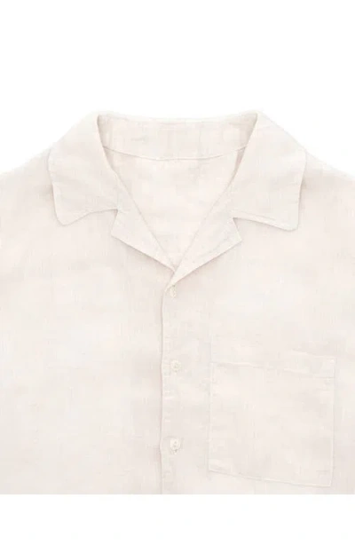 Fortela Bowling Linen Short Sleeve Shirt In White