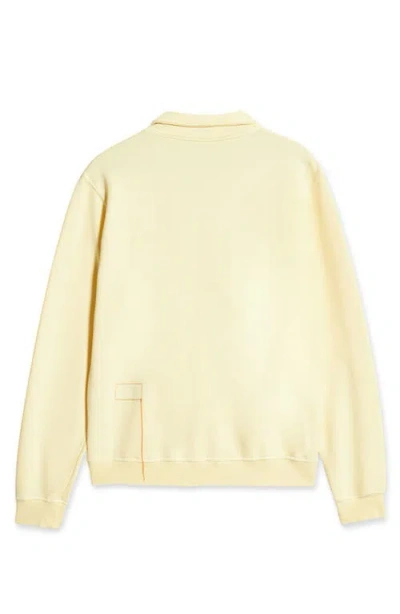 Fortela Yalep Brushed Jersey Quarter Zip Collared Sweatshirt In Yellow