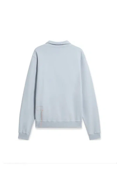 Fortela Yalep Brushed Jersey Quarter Zip Collared Sweatshirt In Blue