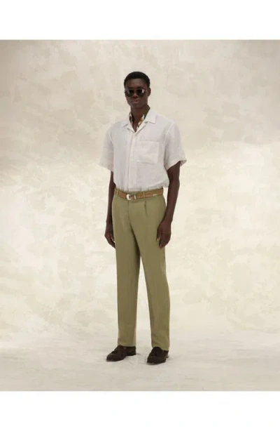 Fortela Bowling Linen Short Sleeve Shirt In White