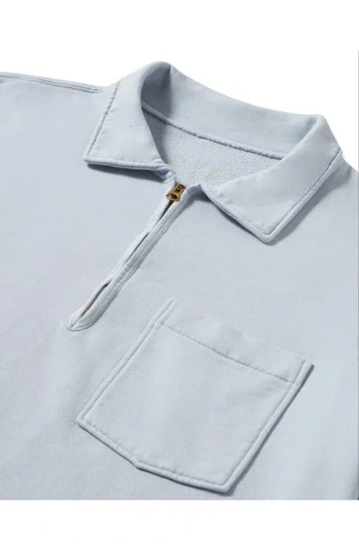 Fortela Yalep Brushed Jersey Quarter Zip Collared Sweatshirt In Blue